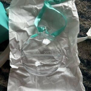 Tiffany & Co. Crystal Holiday Ornament 2017 in Turquoise Box with Tissue